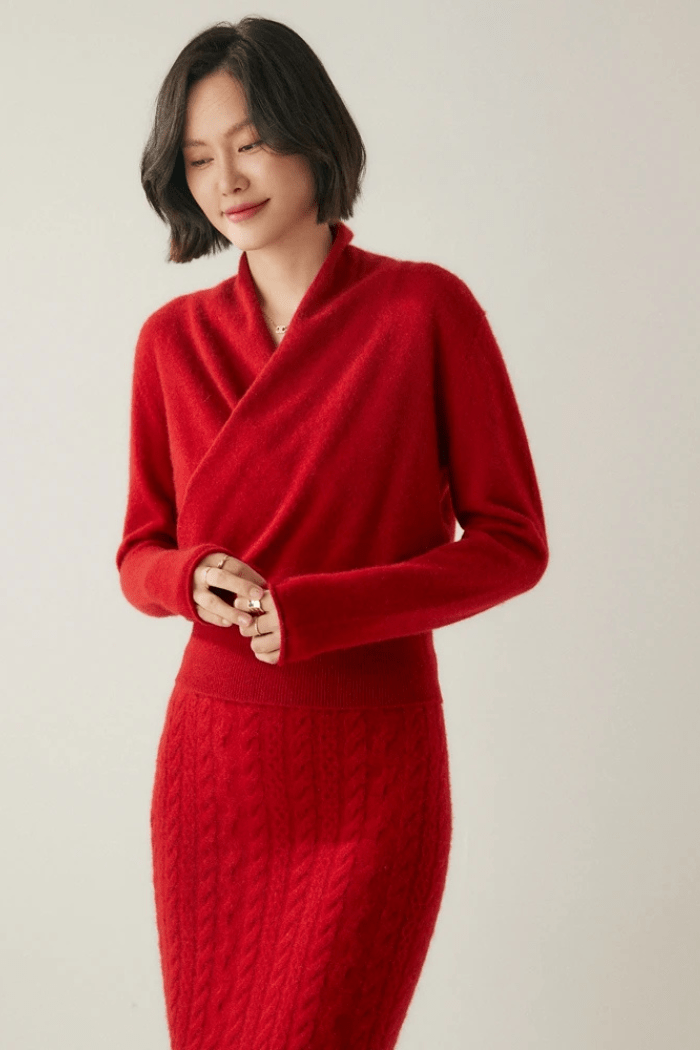 Cashmere Sweater Crossover Collar for Women | Kylor