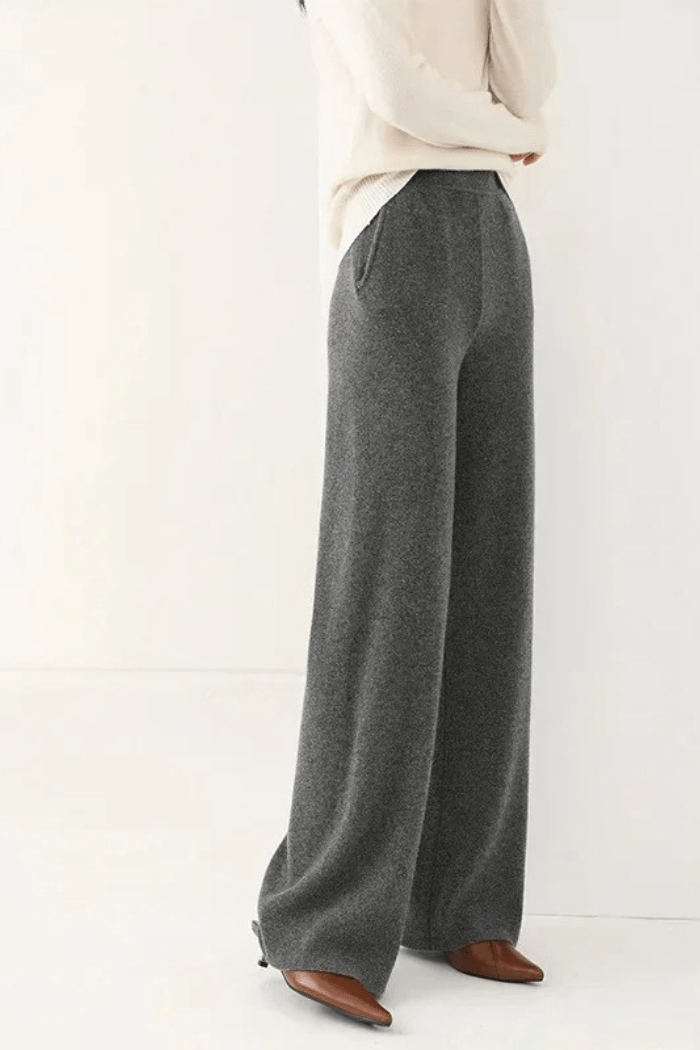 Cashmere Wide-Leg Pants High Waisted for Women | Elira Gray