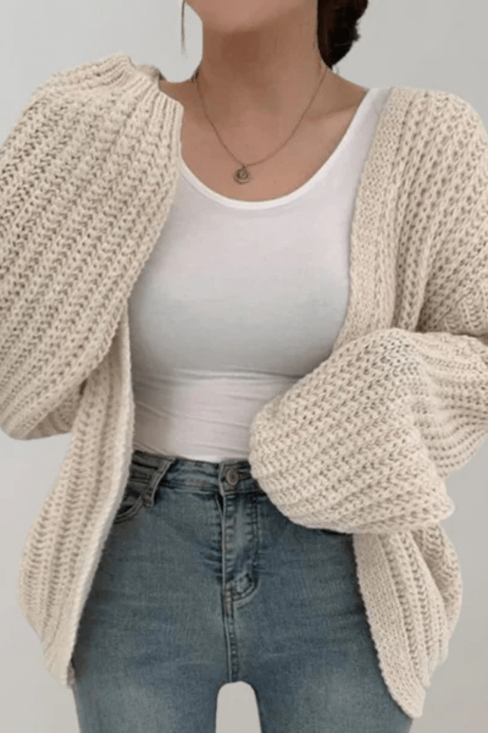 Chunky Knit Oversized Cardigan for Women | Nadine White One Size