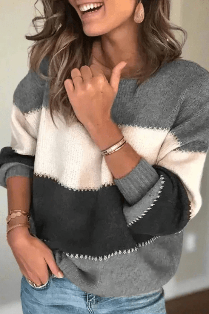 Colour-Block Sweater Relaxed Fit for Women | Arlena Grey