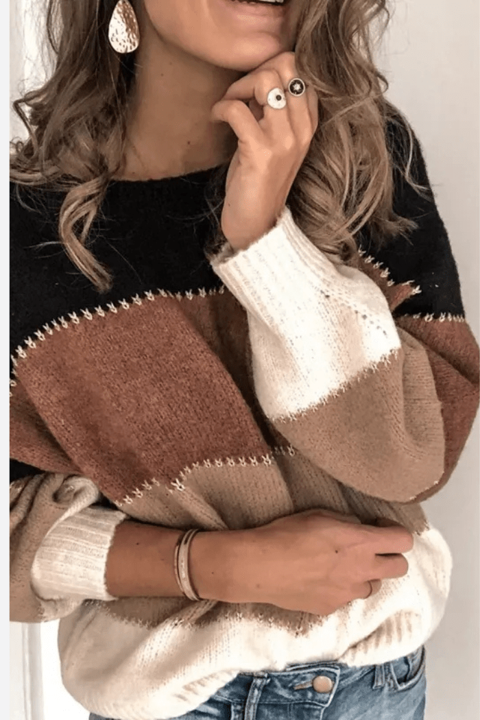 Colour-Block Sweater Relaxed Fit for Women | Arlena