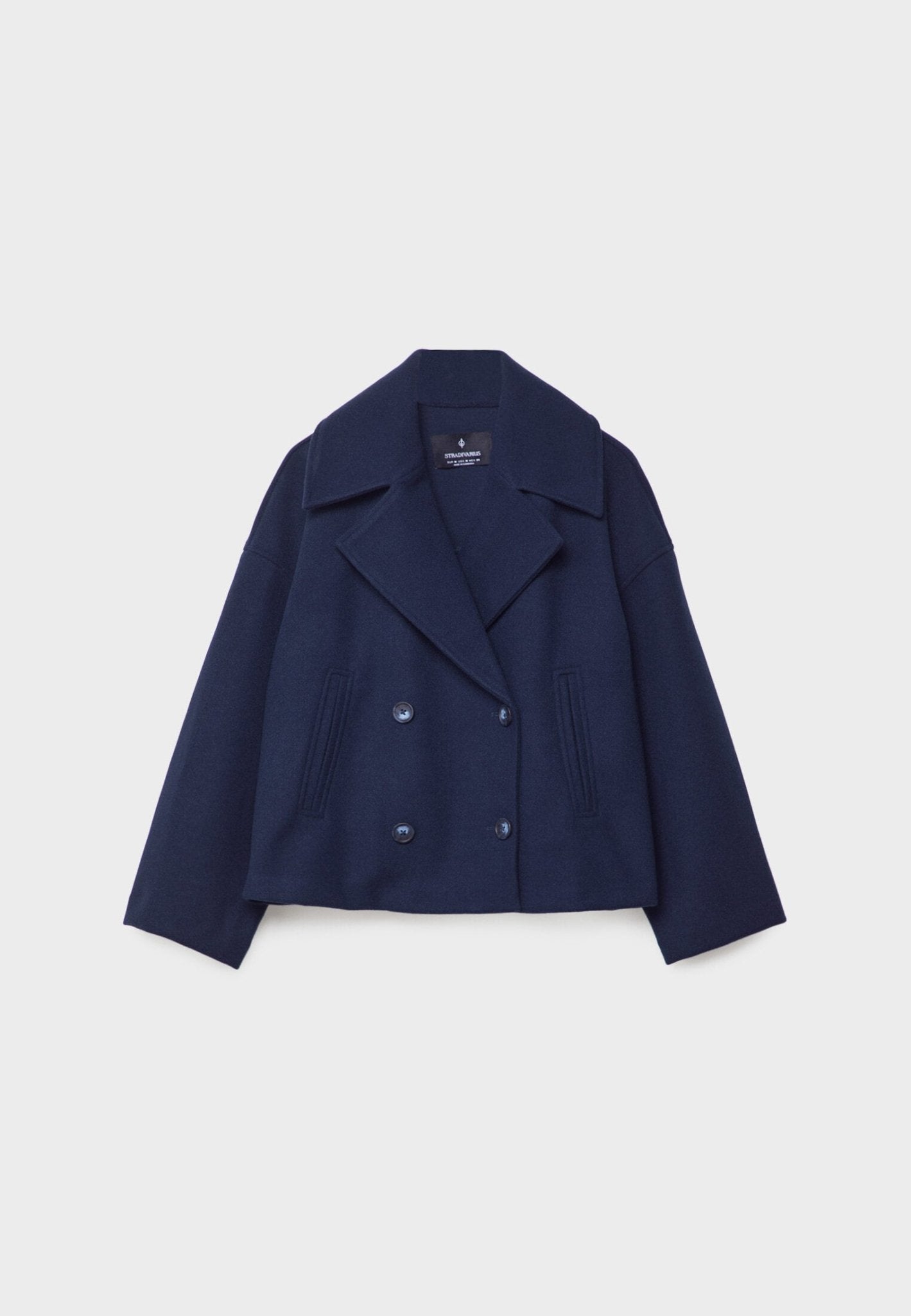 Cropped Double-Breasted Jacket Stylish Fit for Women | Rella Marine Blue