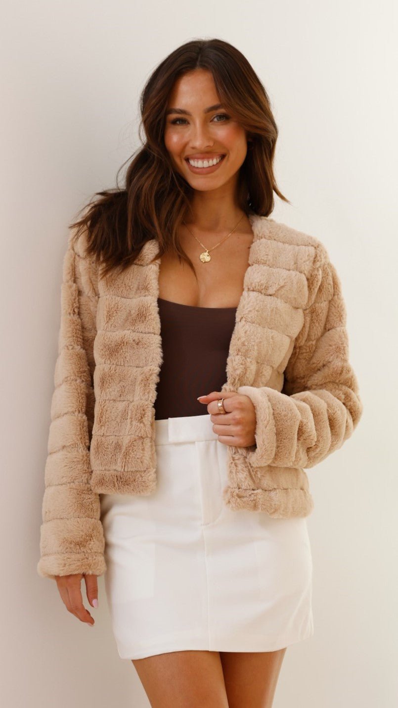 Cropped Soft Jacket Stylish Fit for Women | Lucia Beige