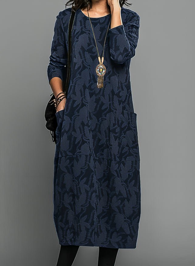Elegant Winter Dress with Pockets for Women | Tulla Blue