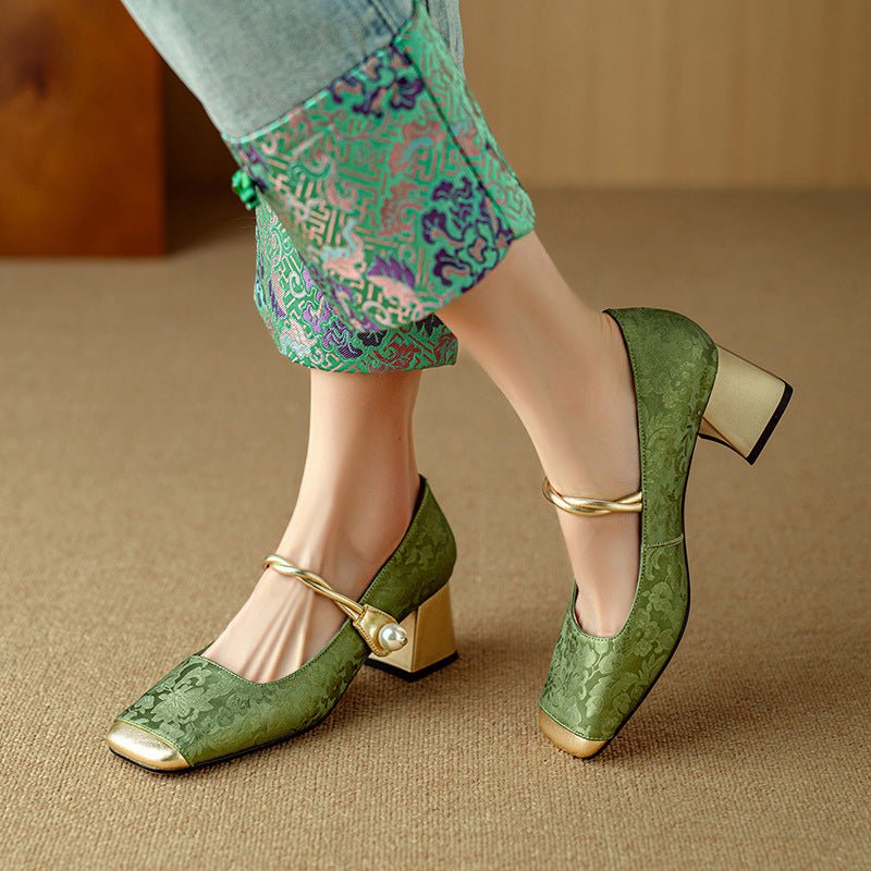 Florale Heels for Women | Amoretti Green