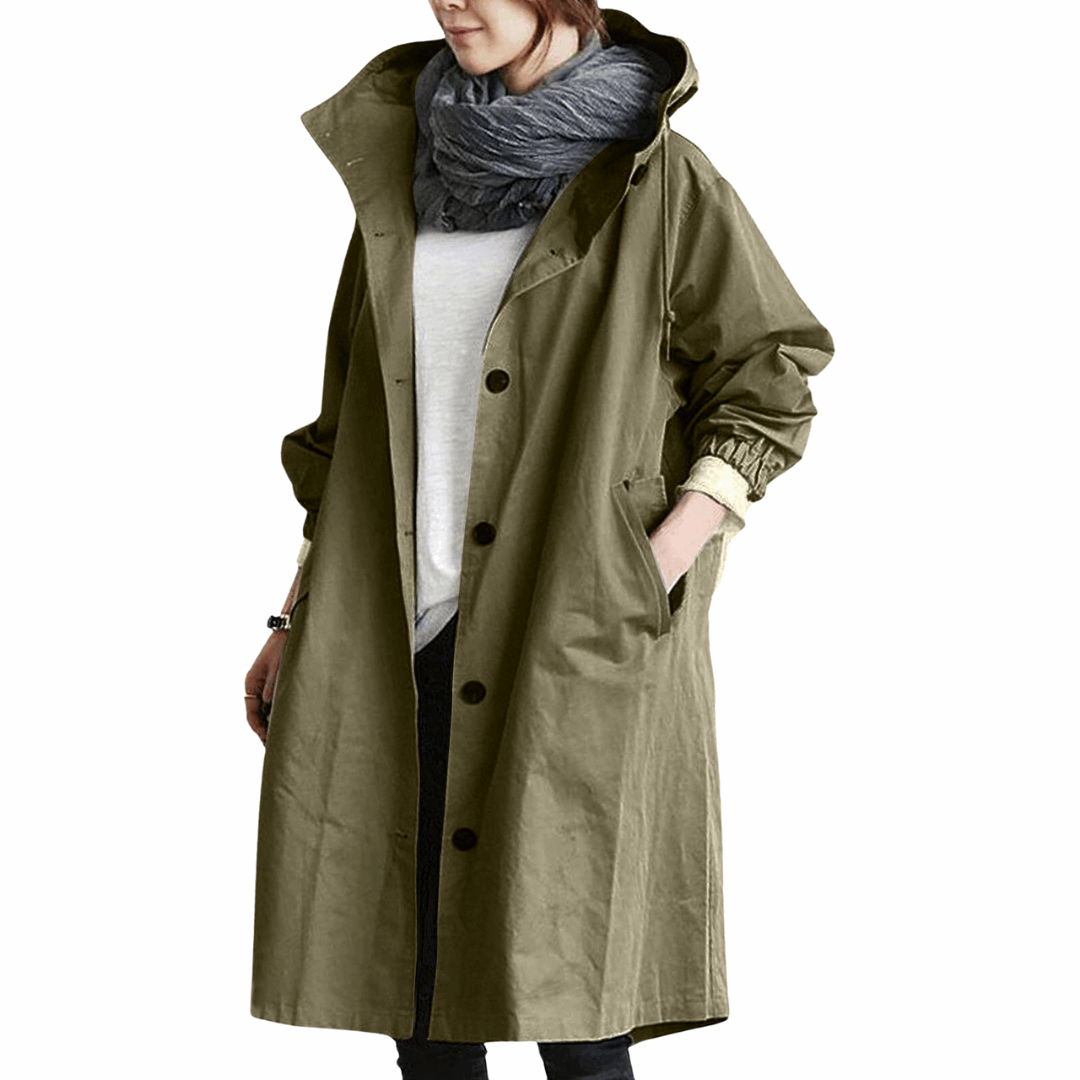 Full-Length Raincoat Lightweight Fit for Women | Evelisse Army Green