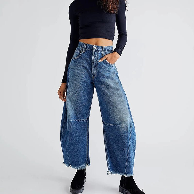 High Rise Wide Leg Jeans for Women | Oliva Blue
