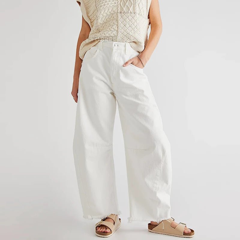 High Rise Wide Leg Jeans for Women | Oliva White