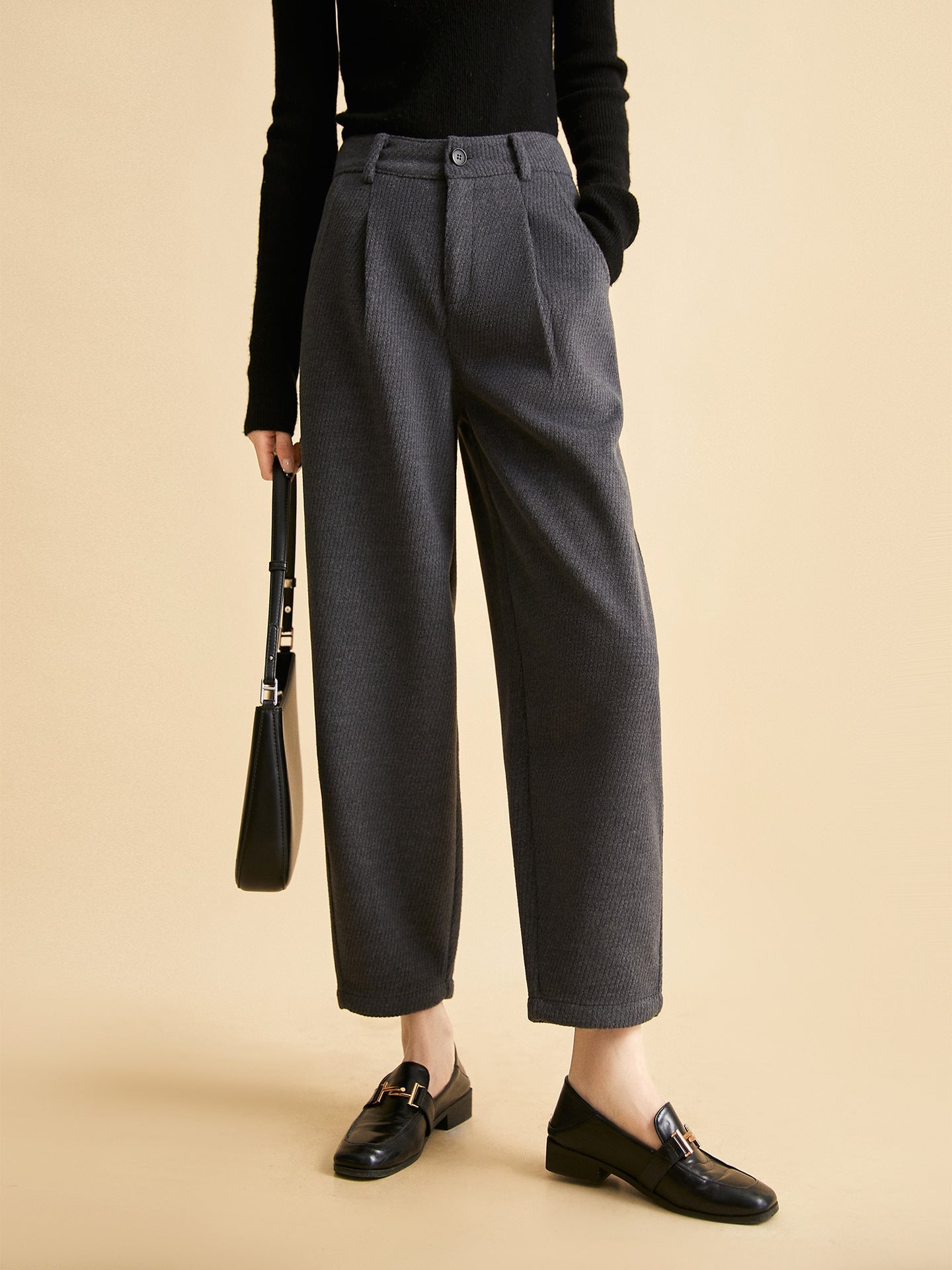High Waist Corduroy Trousers for Women | Désirée Dark Gray