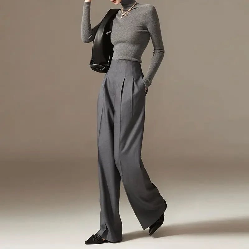 High Waisted Wide Leg Draped Pants for Women | Faye