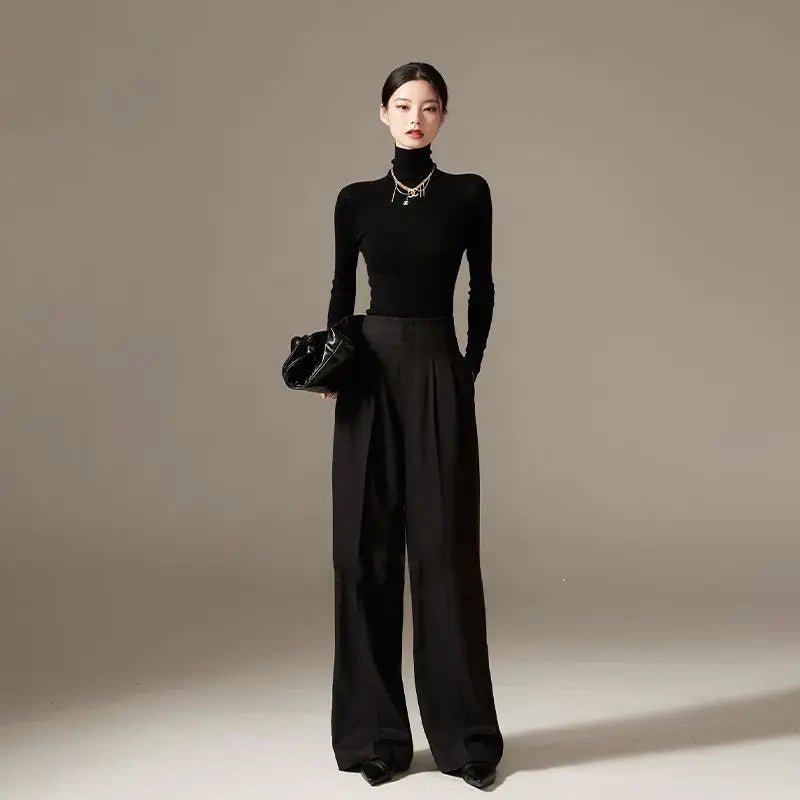 High Waisted Wide Leg Draped Pants for Women | Faye