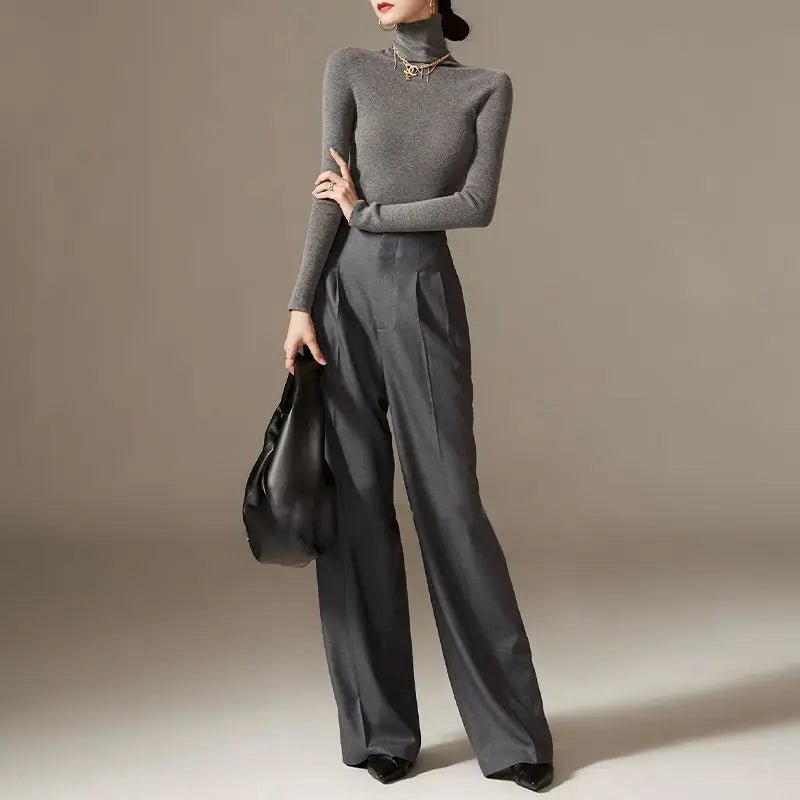 High Waisted Wide Leg Draped Pants for Women | Faye