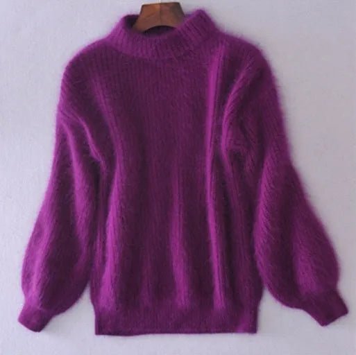 Knitted Angora Sweater Stylish Fit for Women | Saylor Purple One SIze