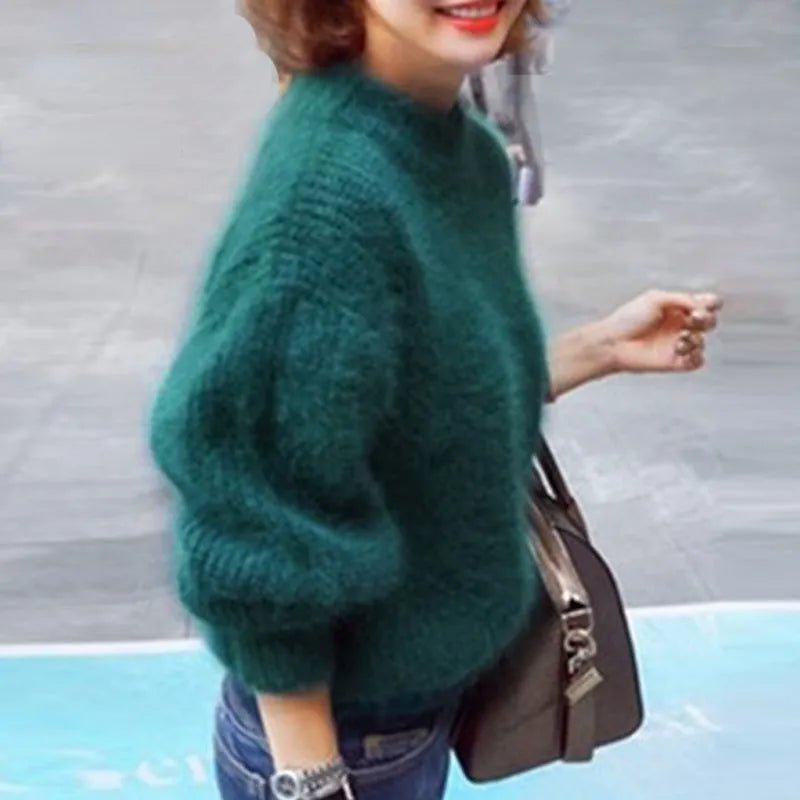 Knitted Angora Sweater Stylish Fit for Women | Saylor Green One SIze