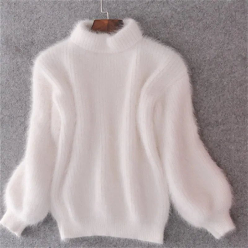 Knitted Angora Sweater Stylish Fit for Women | Saylor White One SIze