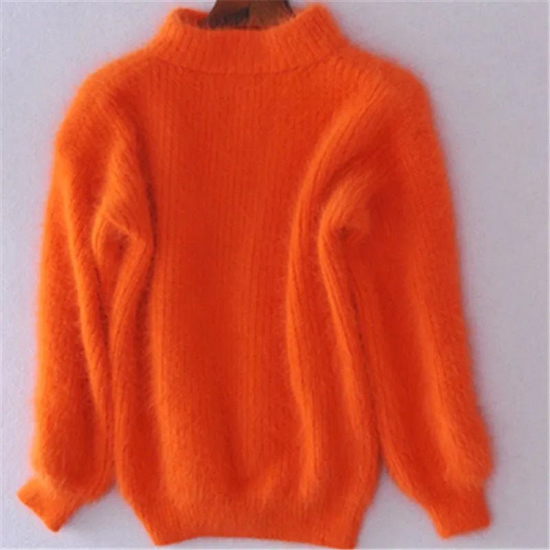 Knitted Angora Sweater Stylish Fit for Women | Saylor Orange One SIze