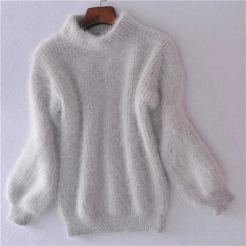 Knitted Angora Sweater Stylish Fit for Women | Saylor Gray One SIze