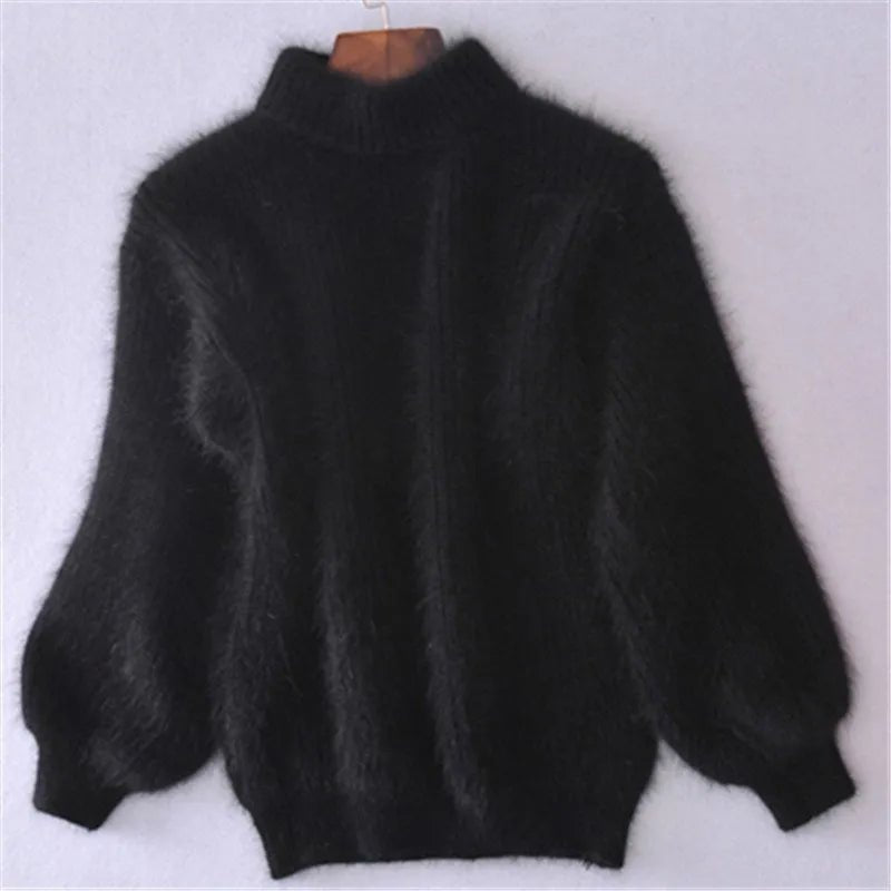 Knitted Angora Sweater Stylish Fit for Women | Saylor Black One SIze