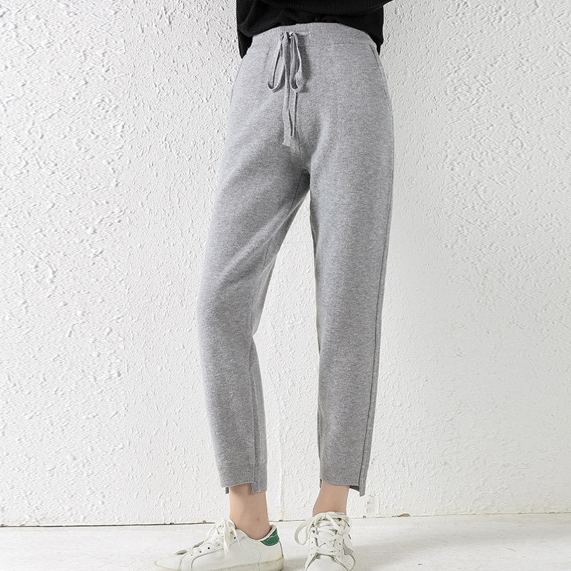 Knitted Trousers Cashmere Soft Fit for Women | Wela Gray