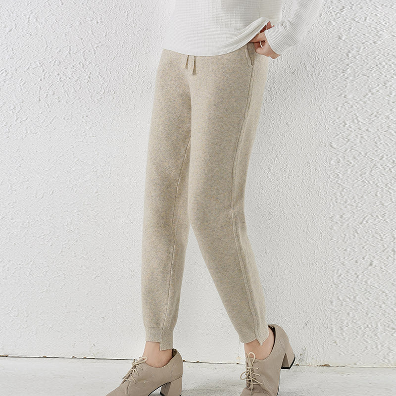 Knitted Trousers Cashmere Soft Fit for Women | Wela Beige