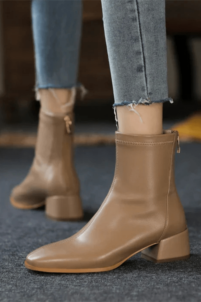 Leather Boots Stylish Design for Women | Selene Nude