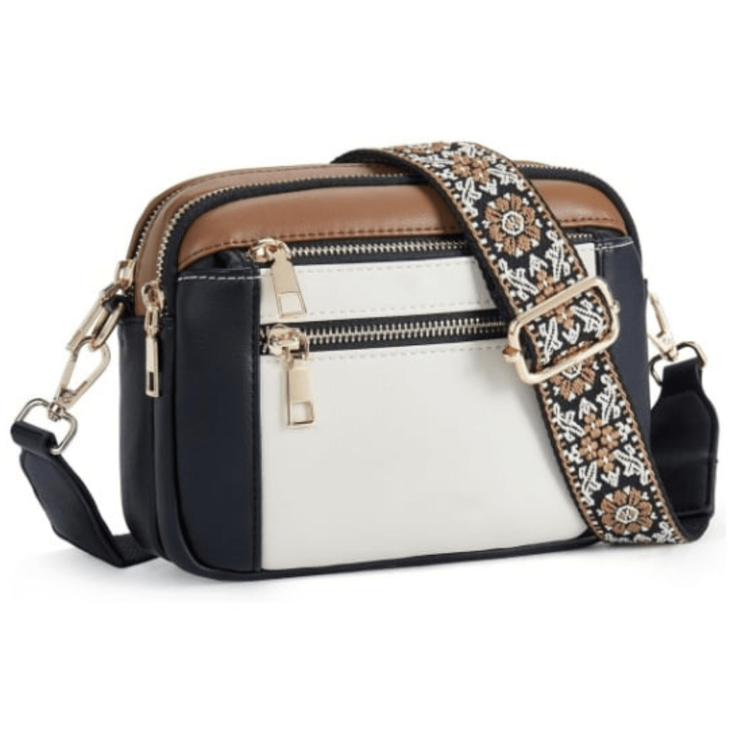 Leather Shoulder Bag for Women | Elsie White Black One-size