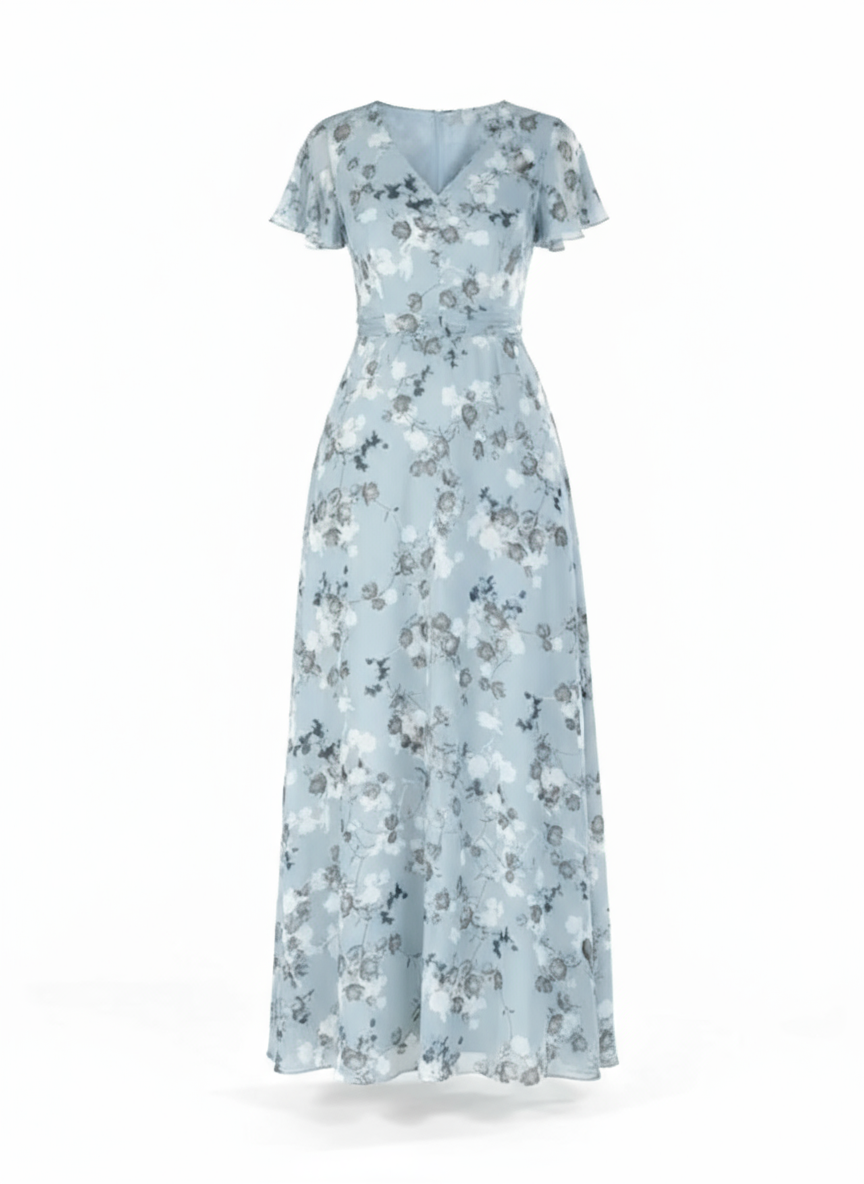 Midi Flower Dress for Women | Ophelia Light Blue