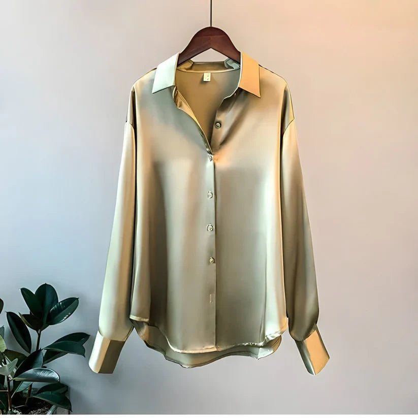 Long Sleeve Blouse Luxurious Silk for Women | Élodie Gray