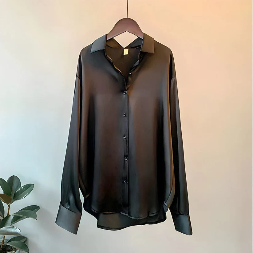 Long Sleeve Blouse Luxurious Silk for Women | Élodie Black