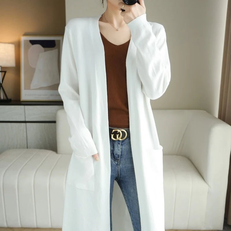 Long Cardigan Cashmere Soft Touch for Women | Fara White