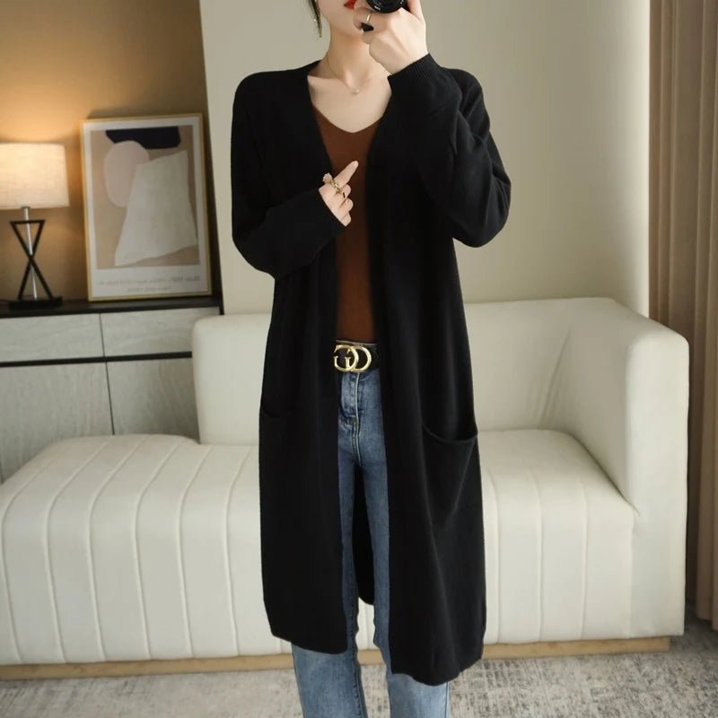 Long Cardigan Cashmere Soft Touch for Women | Fara Black