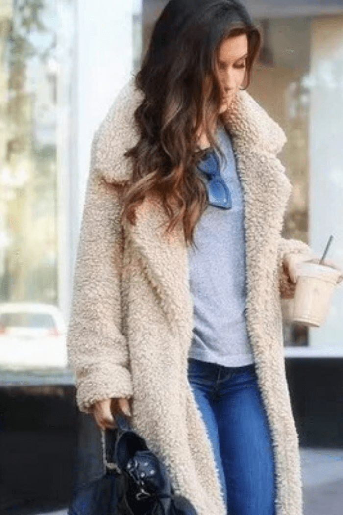 Long Fleece Teddy Coat Warmth for Women | Joly Apricot