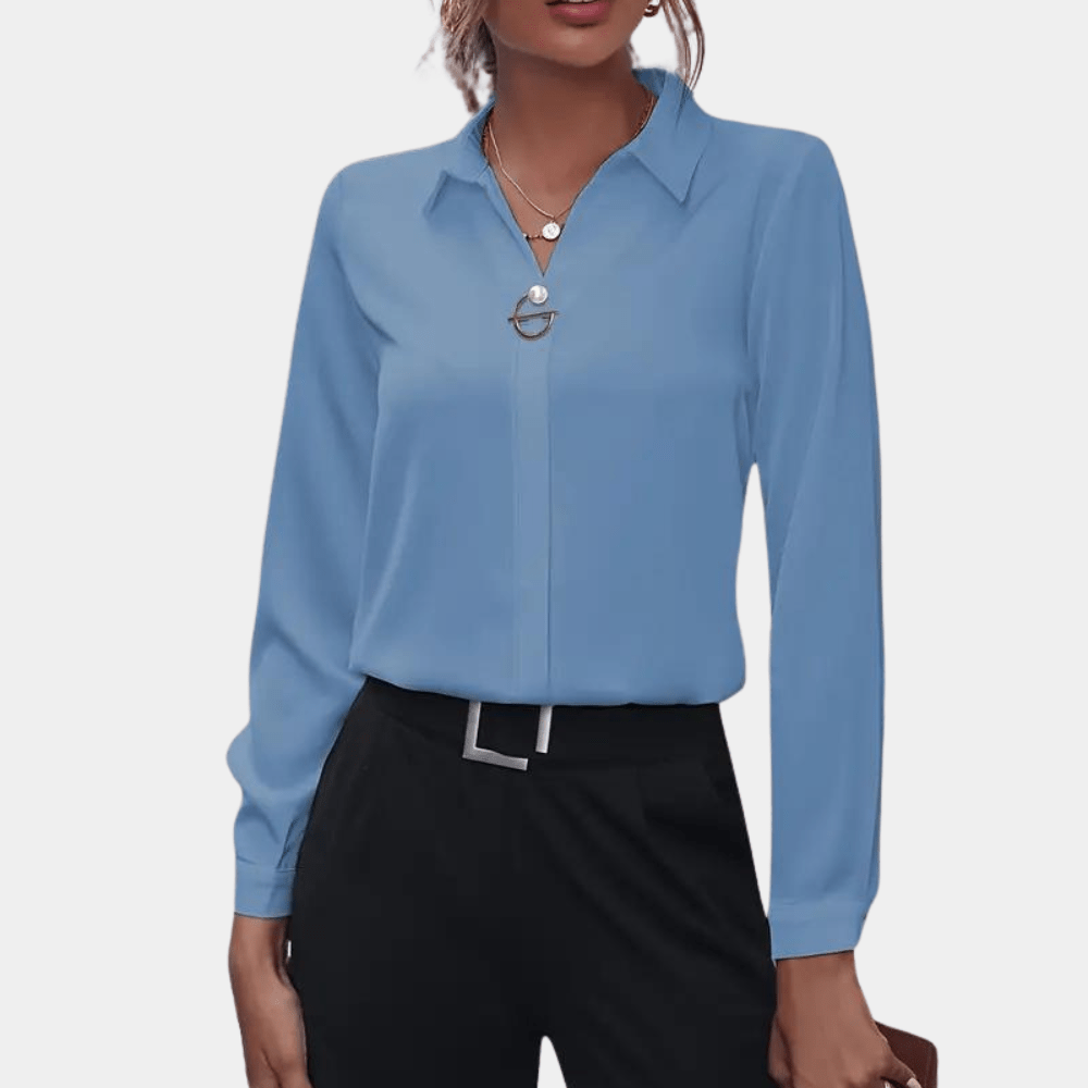 Long Sleeve Blouse Elegant Style for Women | Celestine Sky -blue
