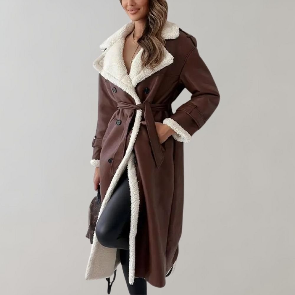 Longline Faux Shearling Coat for Women | Maribel