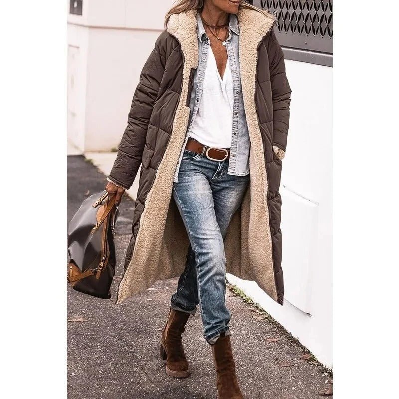 Longline Puffer Coat Stylish Design for Women | Golda Dark Green