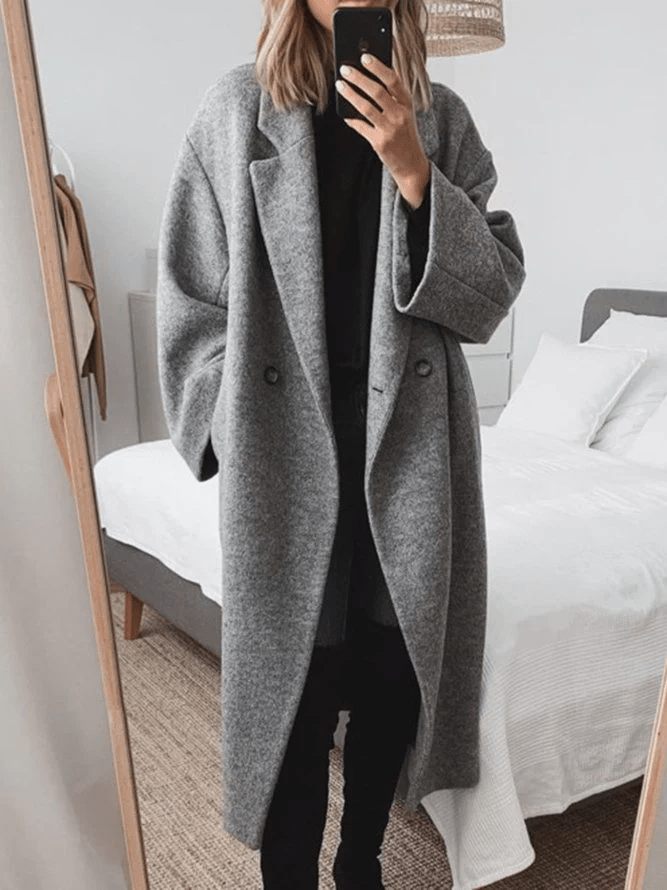 Longline Winter Coat Relaxed Fit for Women | Elowyn Gray
