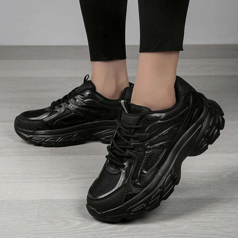 Low Top Lace Up Sneakers for Women | Zandra Black