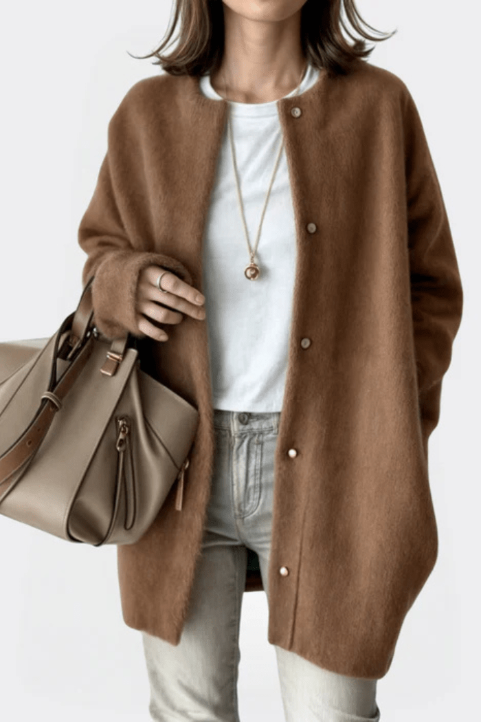 Open-Front Cardigan Relaxed Fit for Women | Elina Caramel