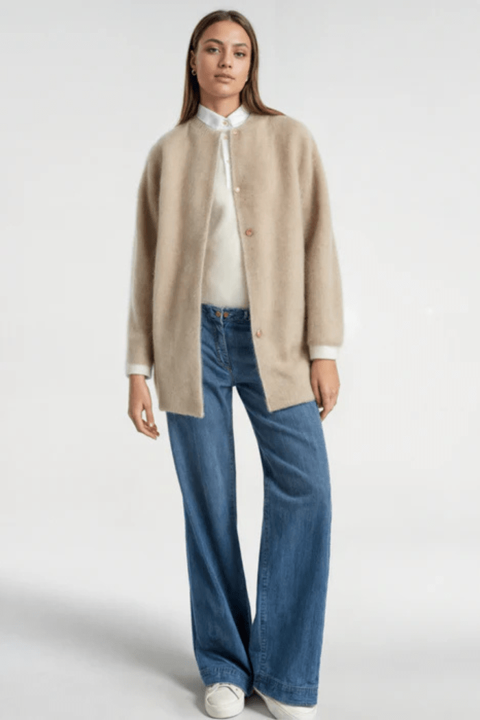 Open-Front Cardigan Relaxed Fit for Women | Elina Khaki