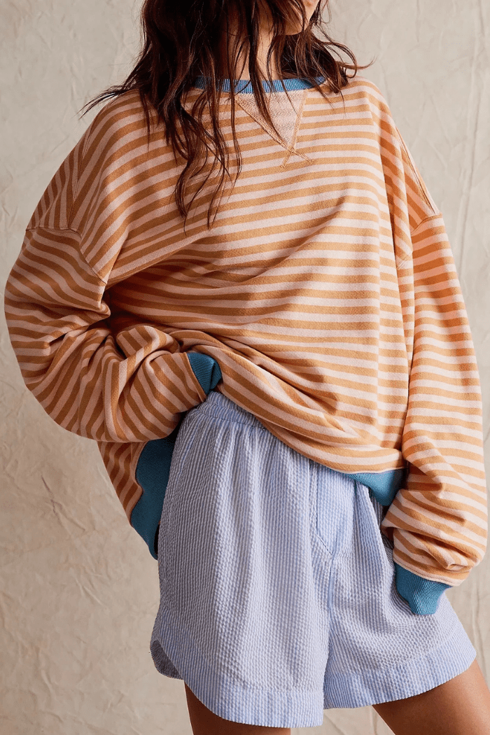 Oversized Striped Jumper Relaxed Fit for Women | Odessa Orange