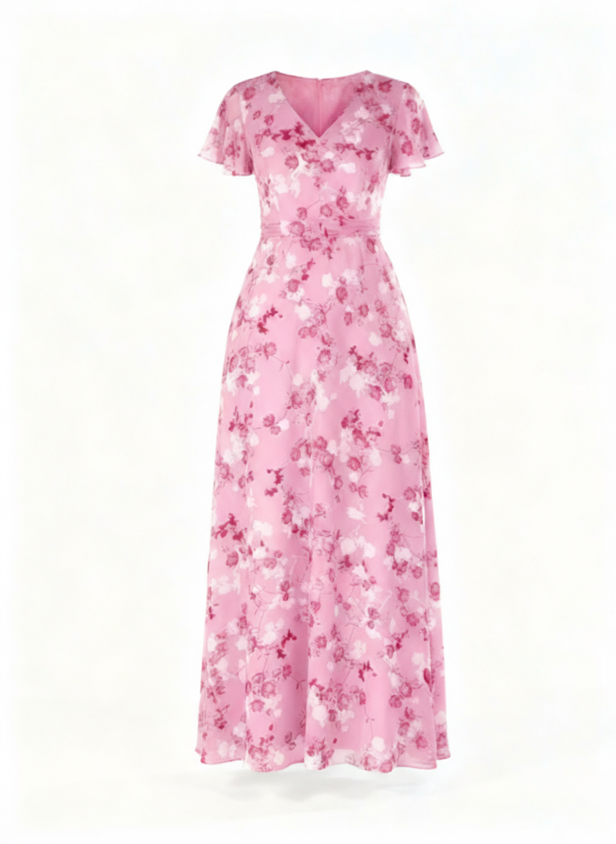 Midi Flower Dress for Women | Ophelia Pink