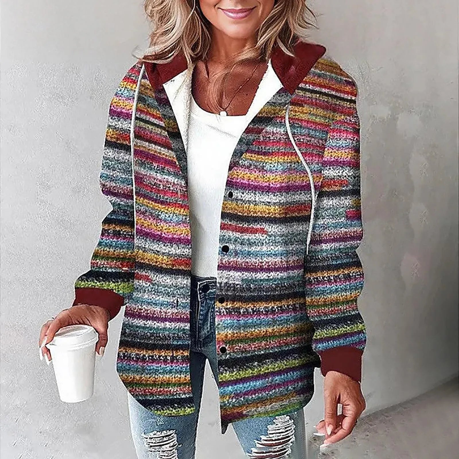 Plaid Zip-Up Hooded Jacket Stylish Fit for Women | Isa Multicoloured