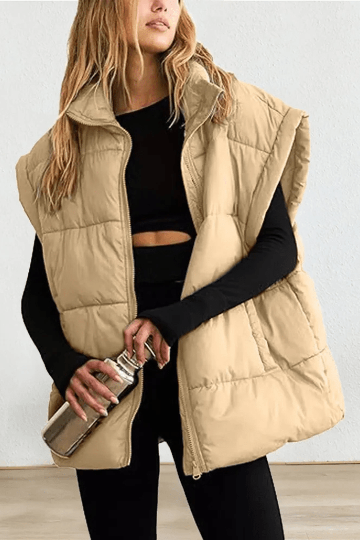 Puffer Vest Lightweight Padded for Women | Calvera Beige