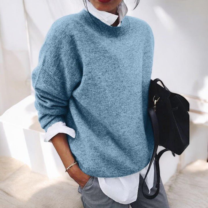 Relaxed Fit Knit Sweater for Women | Celeste Blue