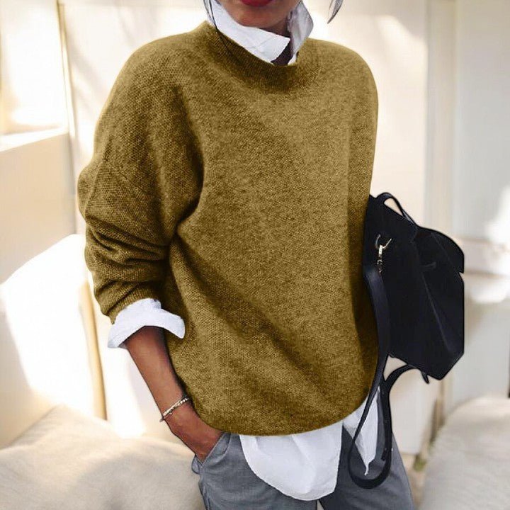 Relaxed Fit Knit Sweater for Women | Celeste Khaki