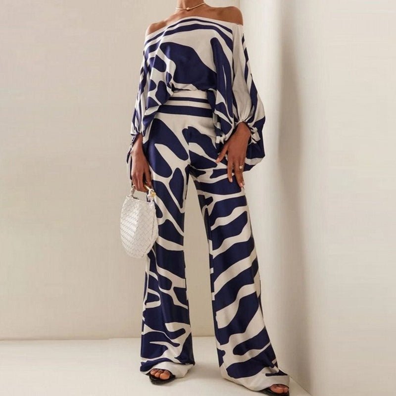 Silk Blouse and Pants Set Relaxed Fit for Women | Solara Blue