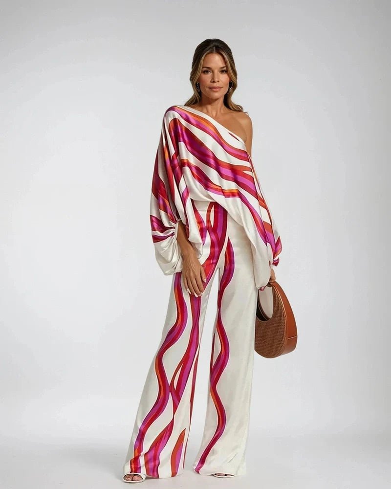 Silk Blouse and Pants Set Relaxed Fit for Women | Solara Fuchsia