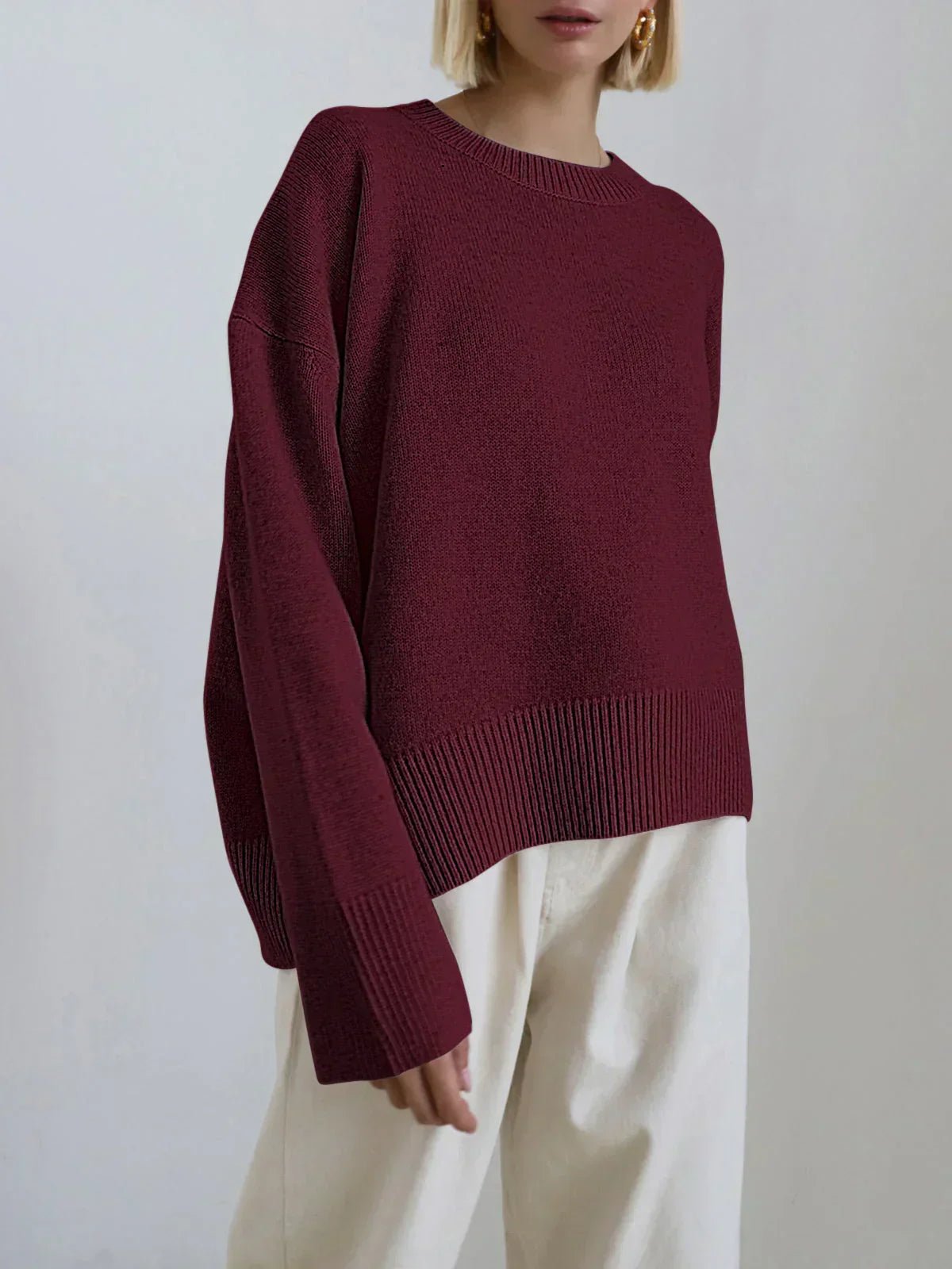 Soft Relaxed-Fit Sweater for Women | Elorie Red