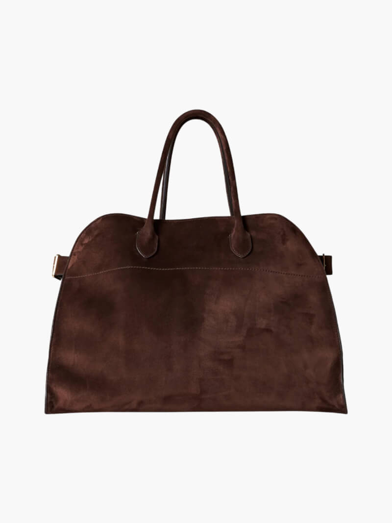 Spacious Vegan Leather Tote Bag for Women | Sandara Suede Brown