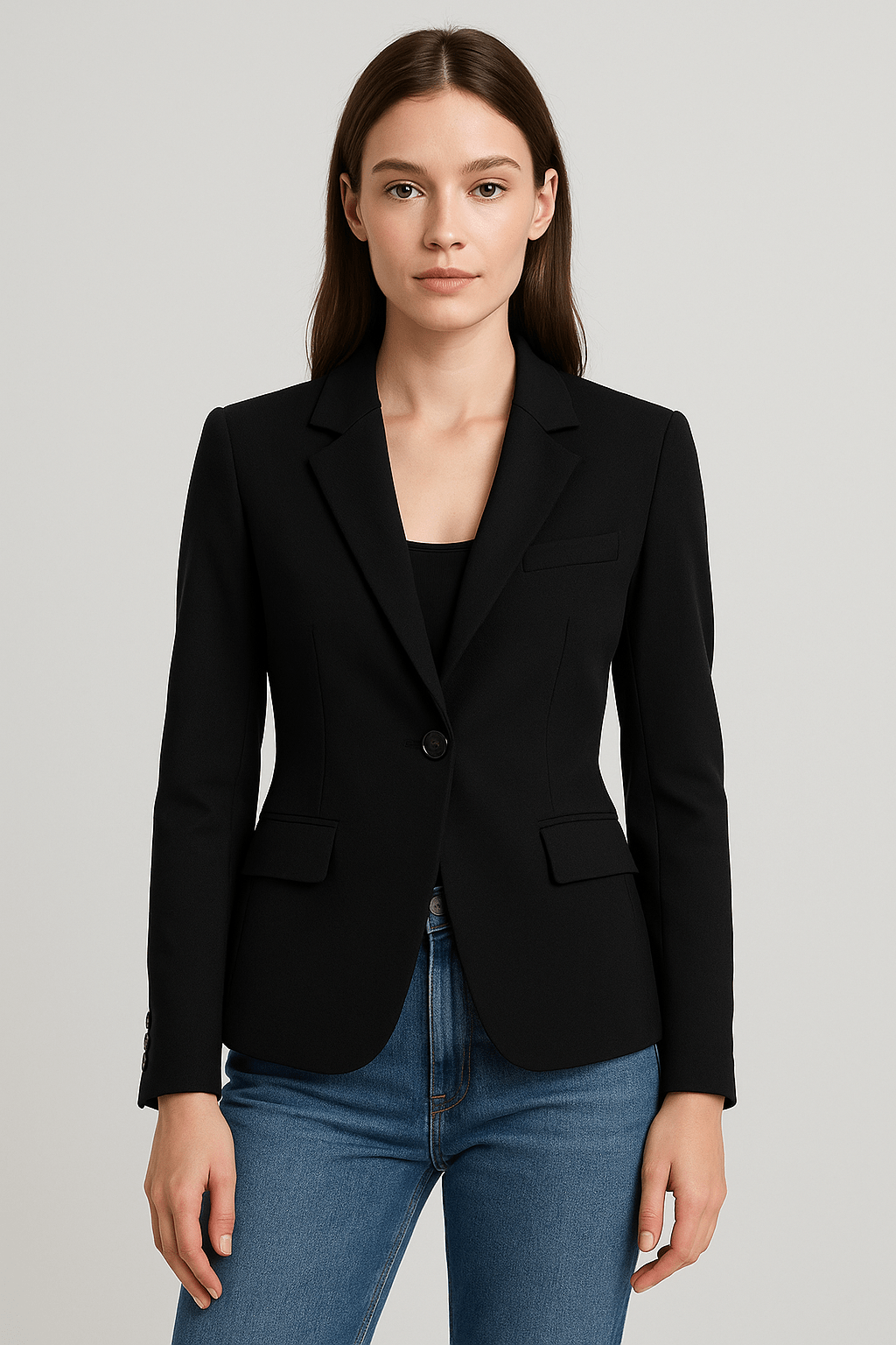 Tailored Single-Breasted Blazer for Women | Valeria Black